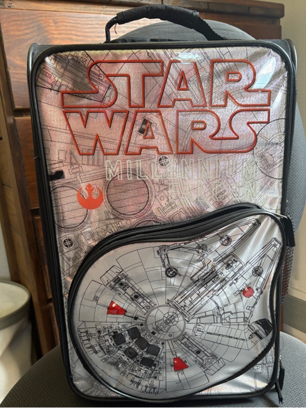 Star Wars Millennium Falcon Kids Carry-On Luggage - Silver with Red Accents
